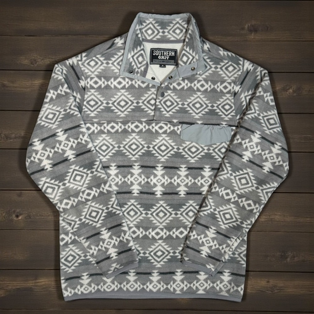 Southern Grit Western‎ Aztec Pullover Fleece Mens Small 1/4 Snap Southwestern